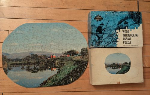 Vtg J.K. STRAUS "What A Beautiful Morning" Wooden Jigsaw Puzzle #251 Complete — image 1