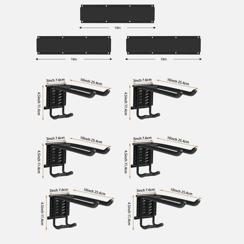 Garden Storage Rack Garage Tool Holder Shed Wall Mounted Organiser Long Hooks
