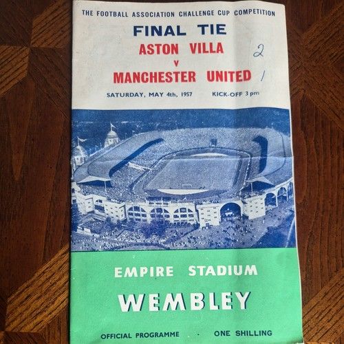 FA CUP FINAL PROGRAMME 1957 Aston Villa v Manchester United - score noted inside