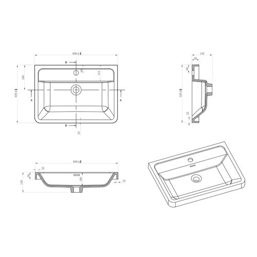 600mm White Gloss Wall Hung Bathroom Vanity Unit with Basin & Soft Close Drawers — image 8