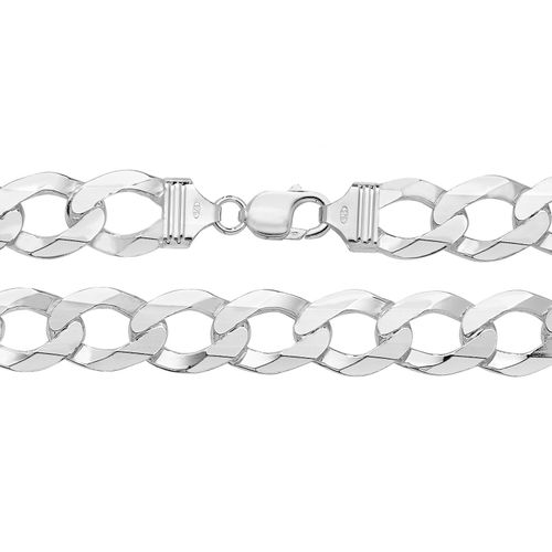 STERLING SILVER MENS BRACELET CURB - HEAVY CHUNKY 9 INCH 14mm - Solid 925 Silver — image 3