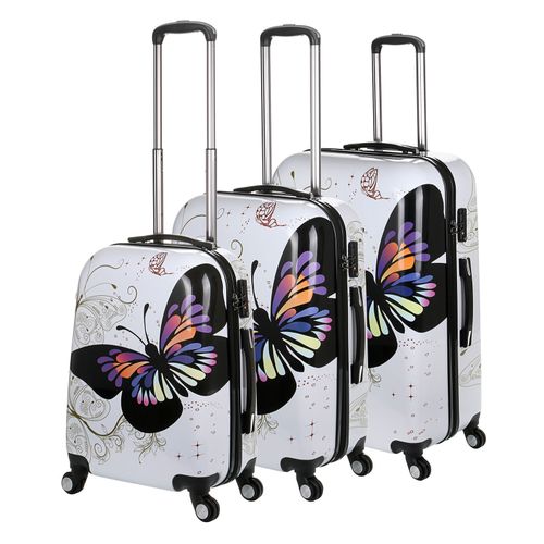 Hard Shell 4 Wheel Spinner Suitcase PC Luggage Trolley Case Cabin Hand Butterfly — image 1
