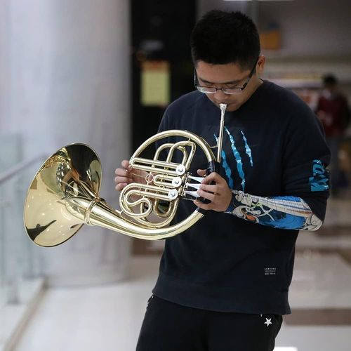 French Horn B/Bb Flat 3 Key Brass Gold Lacquer Single-Row Split Wind Instrument — image 3