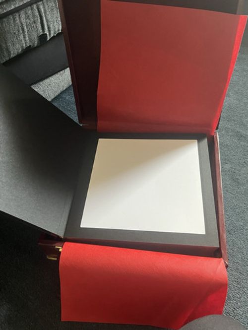 DEIDRIM  leather Photo Album Burgendy With Gold Corners. Slip In Album, 30 Pages