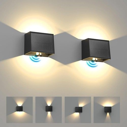 2X Solar Motion Sensor Wall Lights Sconce LED Up Down Outdoor Garden Fence Lamps