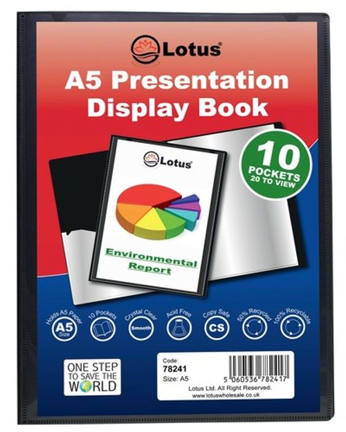 A5/A4/A3/A2 BLACK PRESENTATION DISPLAY BOOK FOLDER 20/40/60/80 POCKET RANGE