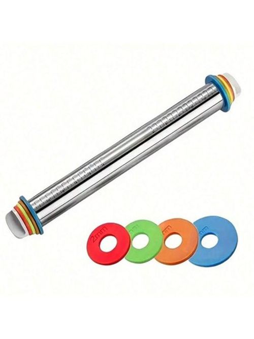 Stainless Steel Adjustable Rolling Pin Thickness Ring Non Stick French Style