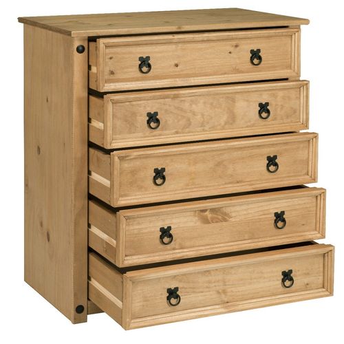 Corona Chest of Drawers Pine 5 Drawer Solid Pine Mexican Wax — image 3