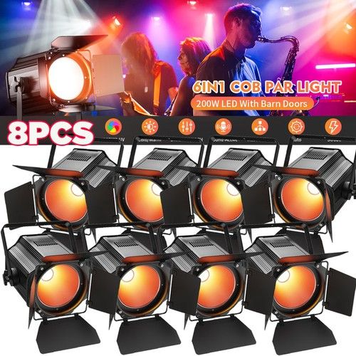 6in1 COB LED 200W PAR Can RGBW Lighting Stage Light DMX Club DJ Disco Show Light