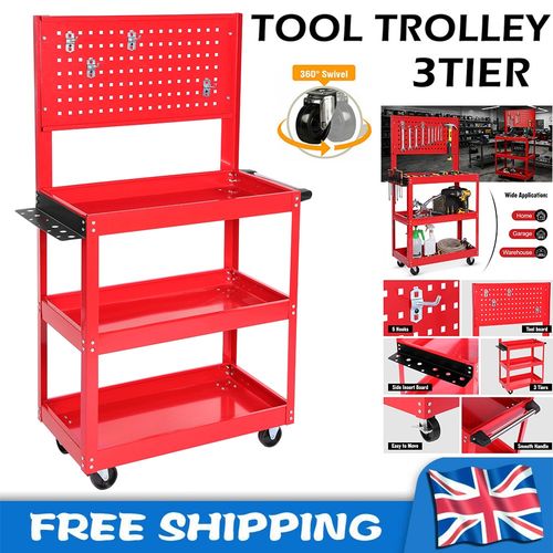 3 Tier Heavy Duty Tool Storage Trolley Cart Garage Workshop - 250kg Mechanic diy — image 1