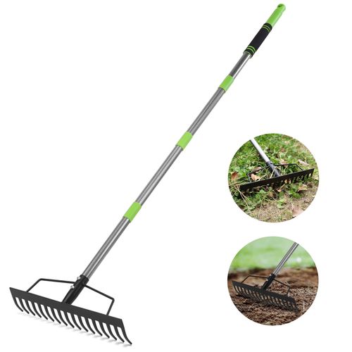 WORKPRO 165cm Garden rake,Adjustable Handle,Loosen Soil,Gather Leaf,Level Lawn — image 1