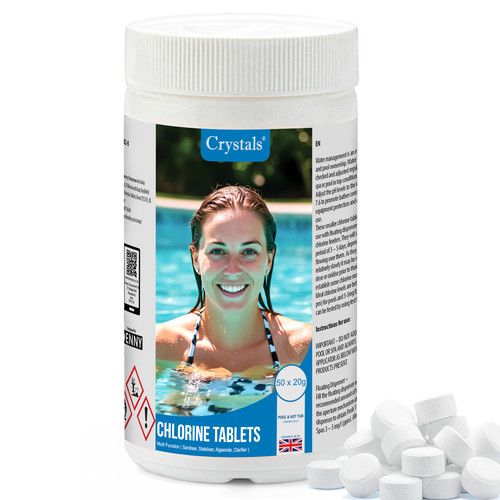 1KG Chlorine Tablets for Pool Spa Hot Tubs 4in1 Multifunctional Cleaning 50x20g