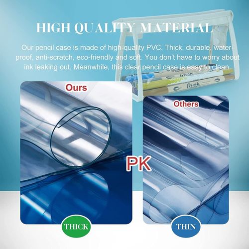 Clear Plastic Pencil Case Large Capacity Exam Big Cosmetics School College x2 — image 6
