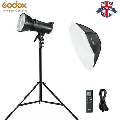 Godox SL60W SL-60W 5600K Studio LED Video Light + 95cm Softbox + Light Stand — image 1