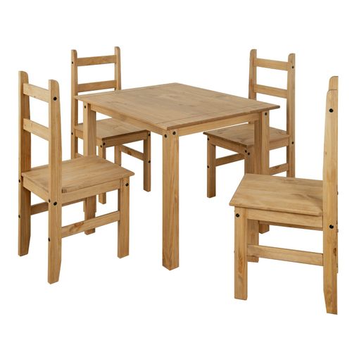 Corona Dining Table Set 4 Seater Solid Mexican Pine Wood Table With 4 Chairs — image 7