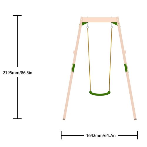 GALACTICA Outdoor Wooden Frame Single Plastic Swing, Garden Swing for Kids Play — image 9