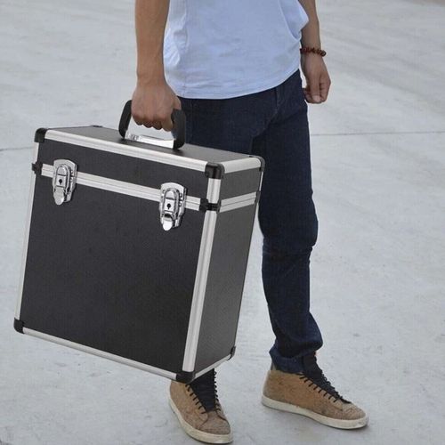 Vinyl LP Storage Box 12" Vinyl Record Storage Case Heavy Duty Lockable Box Black — image 10