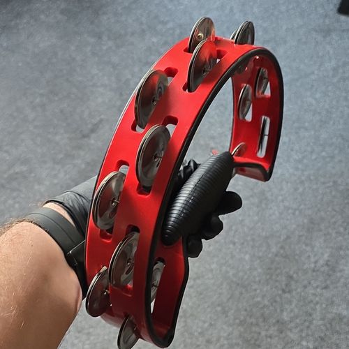 RhythmTech Pro Tambourine Red 10in Plastic/Metal Ergonomic Handle — image 6