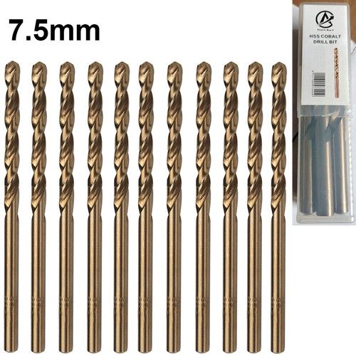 10pcs Box Set HSS Cobalt Drill Bits Ground Twist for Stainless Steel Hard Metals
