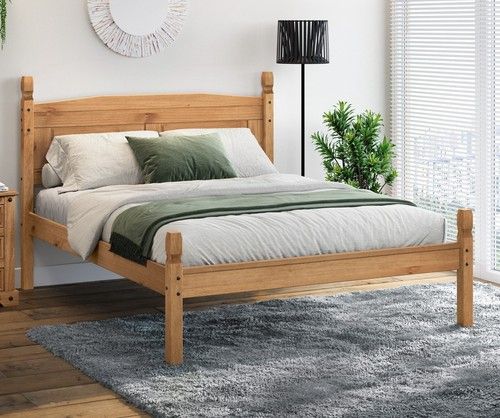Corona Bed Frame 4ft6 Double Low End 4'6" Solid Wood Mexican Pine Wooden
