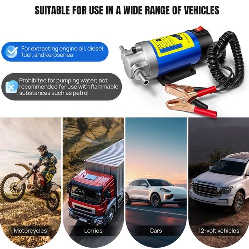 12V 100W Electric Car Oil Extractor Pump For Transfer Fluid Engine Vacuum w/Hose — image 5