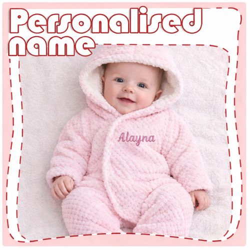 PERSONALISED BABYS ALL IN ONE waffle jacket coat sleepsuit  4 colours