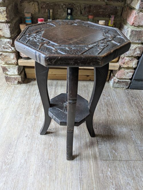 Liberty & Co of London Japanese Hand Carved Side Table C1900 Cherry blossom — image 5