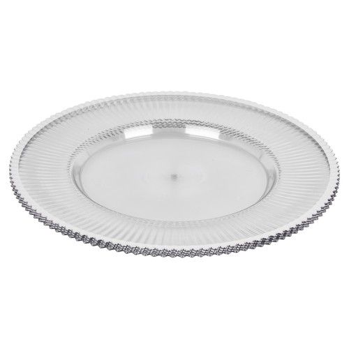 6/12 Pcs Clear Fluted Charger Plates Silver Gold Wedding Tableware Underplates