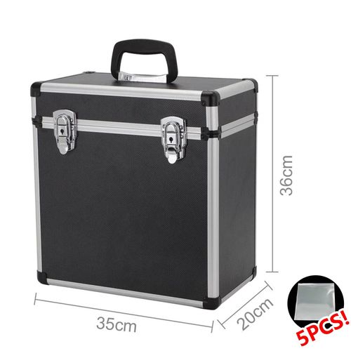 Vinyl LP Storage Box 12" Vinyl Record Storage Case Heavy Duty Lockable Box Black — image 4