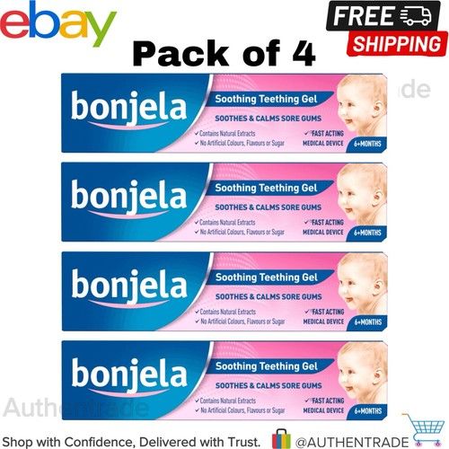 4 X Bonjela Infant Soothing Sugar Free Teething Gel - 15g -(Total 60gm) -BB:2028
