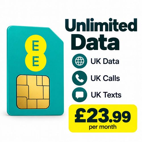 EE Unlimited 4/5G Data, Call & Texts @ £23.99 Per Month -30 Day Rolling Contract