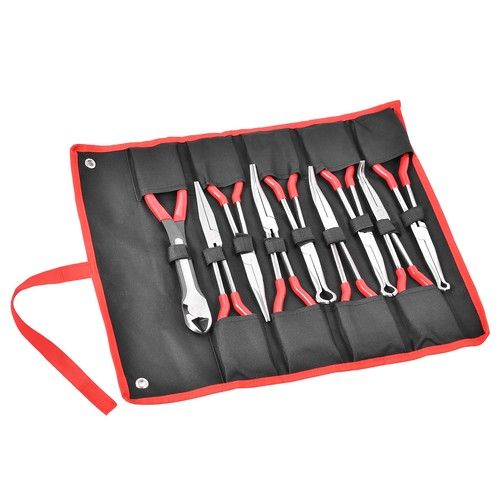 9x Extra Long Nose Reach Bent Straight Side Cutter Pliers Plier Set 11" UK STOCK