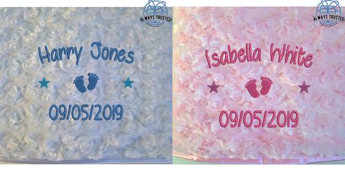 PERSONALISED BABY BLANKET EMBROIDERED SOFT FLUFFY GIFT — image 1