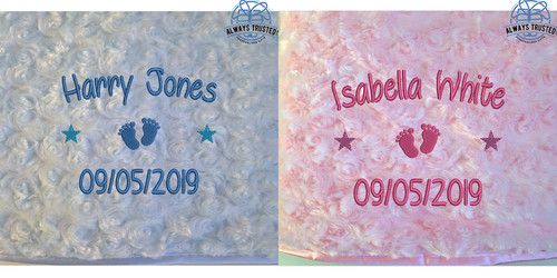 PERSONALISED BABY BLANKET EMBROIDERED SOFT FLUFFY GIFT