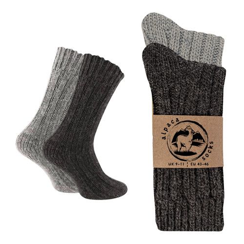 Alpaca Wool Socks 2 Pairs, Extra Thick Natural Thermal Winter Socks Home Sock 