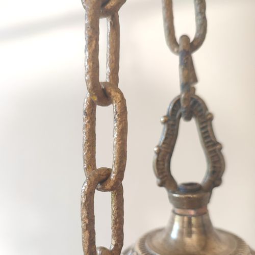 Antique Brass Five-Arm Chandelier – Ornate Rococo Revival Ceiling Light (c.1900) — image 13