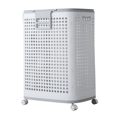 Laundry Basket with Wheels Foldable Clothes Storage Bin Hamper with Side Handles