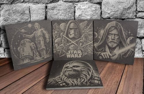 Star Wars Slate Coaster Set Gift idea Collection Home Decore Kitchenware Drinks  — image 1
