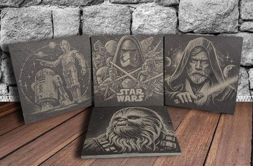Star Wars Slate Coaster Set Gift idea Collection Home Decore Kitchenware Drinks 