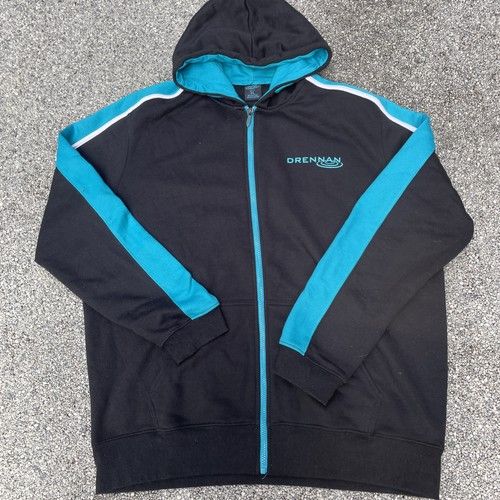 Men’s XL Drennan Match Fishing Full Zip Hoodie Jumper Top Clothing Black Blue