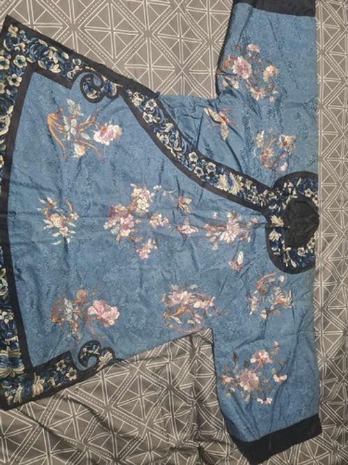 Chinese Qing Dynasty Antique Silk Embroidery Robe Kimono Shirt