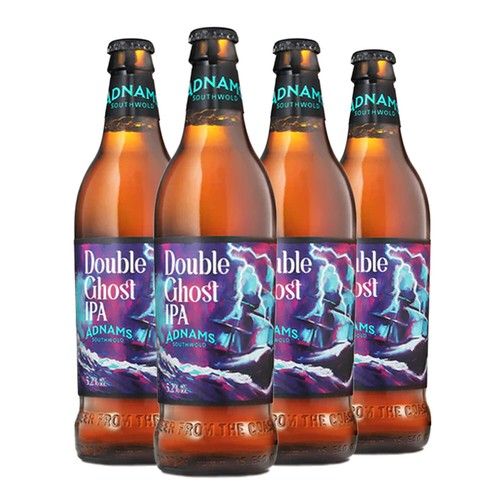 Adnams Double Ghost IPA 5.2% ABV India Pale Ale 500ml Glass Bottles - Pack of 4