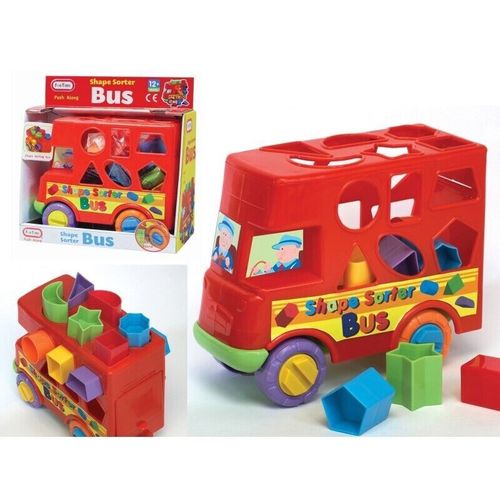 Bus Shape Sorter Push Along Activity Red Bus Toy Suitable From 12 Months+ — image 1