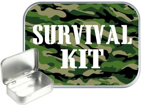 Survival Kit Small Silver Hinged Gift Tin,30ml pocket Tobacco Tin,Camping Tin