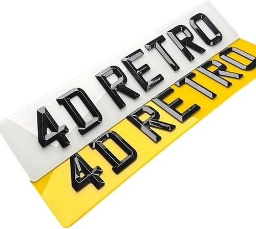 4D RETRO NUMBER PLATES - BEVELLED DIAMOND PLATE - UK ROAD LEGAL & 100% MOT
