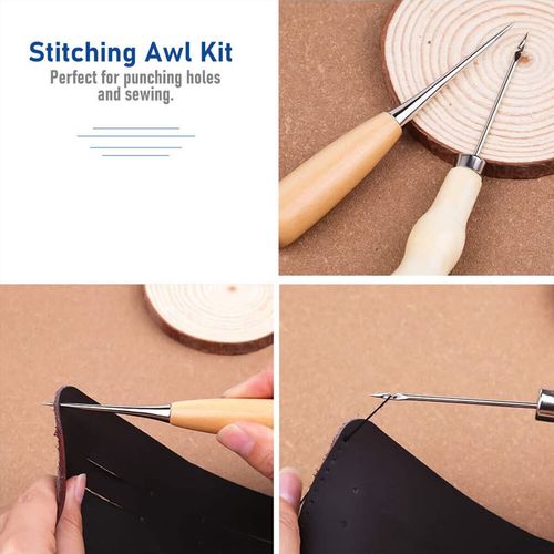 18* Stitching Sewing Beveler Punch Working Hand Tools Leather Craft Tool Kit — image 7