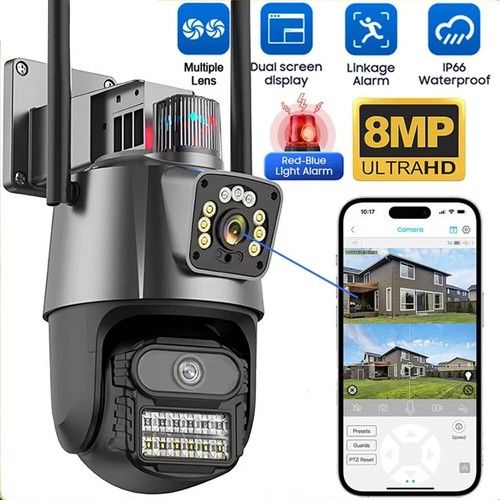 8MP 4K Wireless IP Camera WIFI Outdoor CCTV PTZ Smart Home Security IR Cam IP66