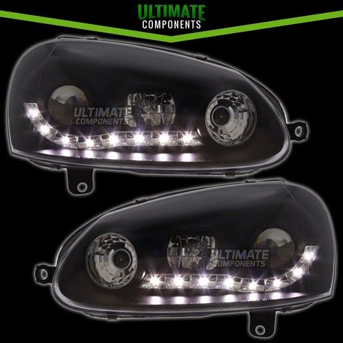 VW Golf Mk5 2006-2011 R8 LED DRL Devil Eye Black Upgrade Headlights Xenon Look