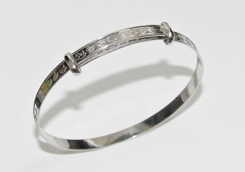 Sterling Silver Expanding Baby Bangle - NURSERY PATTERN -  NEW - Gift Boxed — image 5