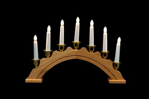  Wooden Candle Bridge Christmas Window Lights Decoration Pre-Lit Xmas Arch 7 LED — image 9